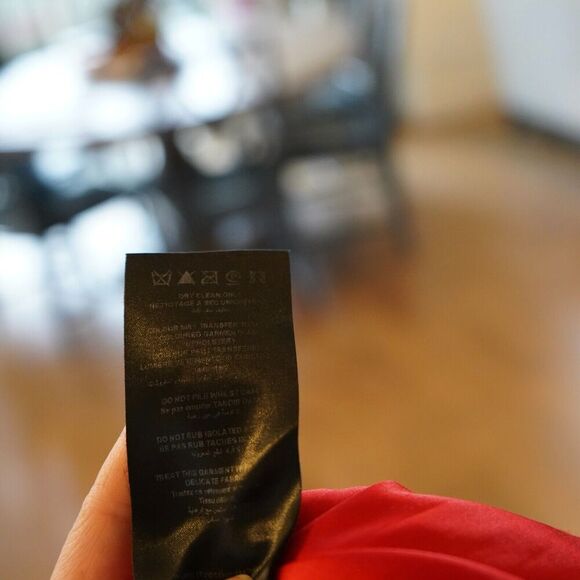 Romantic Three Floor Split Tease Cutout Long Sleeve Floral Lace Maxi Dress Red 8 - Picture 7 of 16